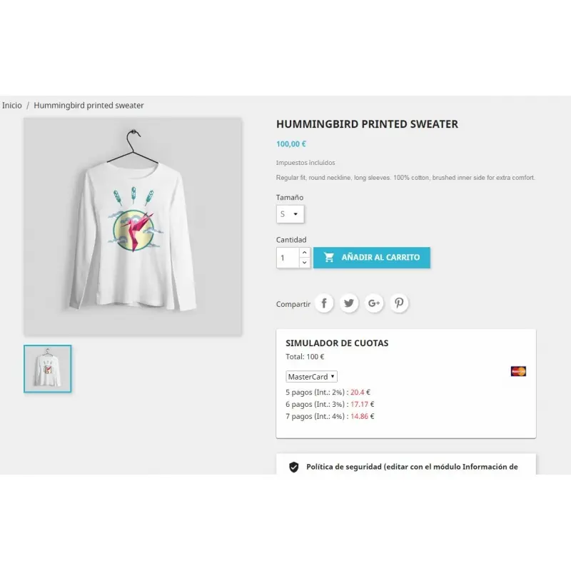 Módulo prestashop 8: Simulador de cuotas con interés